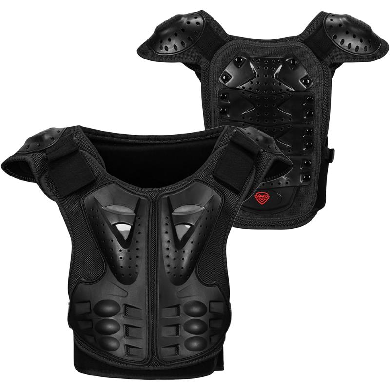 

Kids Motorcycle Armor Vest Jacket Motocross Moto Vest Back Chest Protector Off-Road Dirt Bike Skateboarding Protective Gear, Black