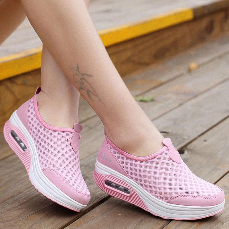 

BLWBYL Casual Shoes 2019 Soft Bottom Walking Shoes Woman Air Mesh Vulcanize Shoes Summer Chunky Sneakers For Basket Femme Wedges #nt1q