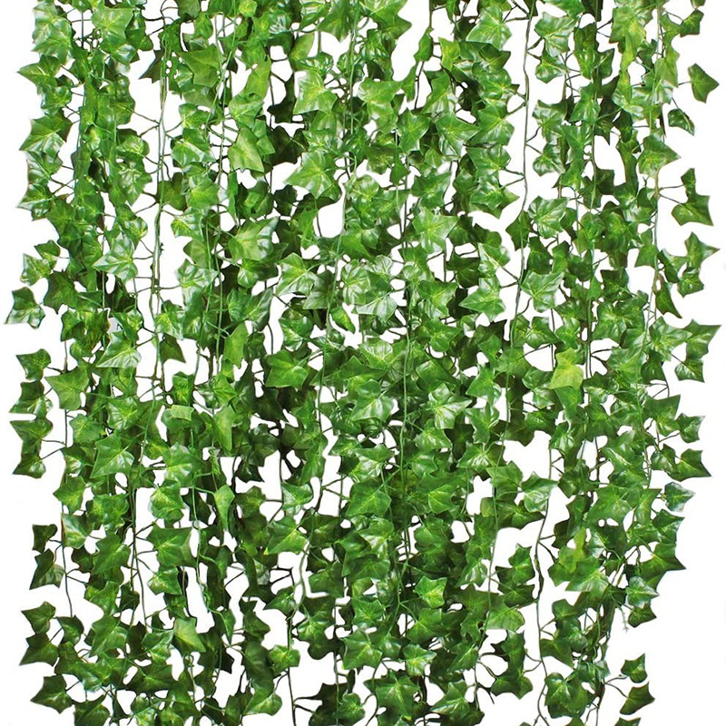 

100pcs Leaf 1 piece 2.4M Home Decor Artificial Ivy Leaf Garland Plants Vine Fake Foliage Flowers Creeper Green Ivy Wreath, 1 pcs