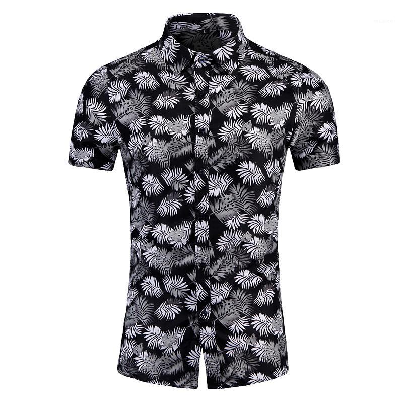 

2020 shirt plus size floral shirt short sleeve S1 -7XL mens casual dress shirts brand for men1, Turquoise