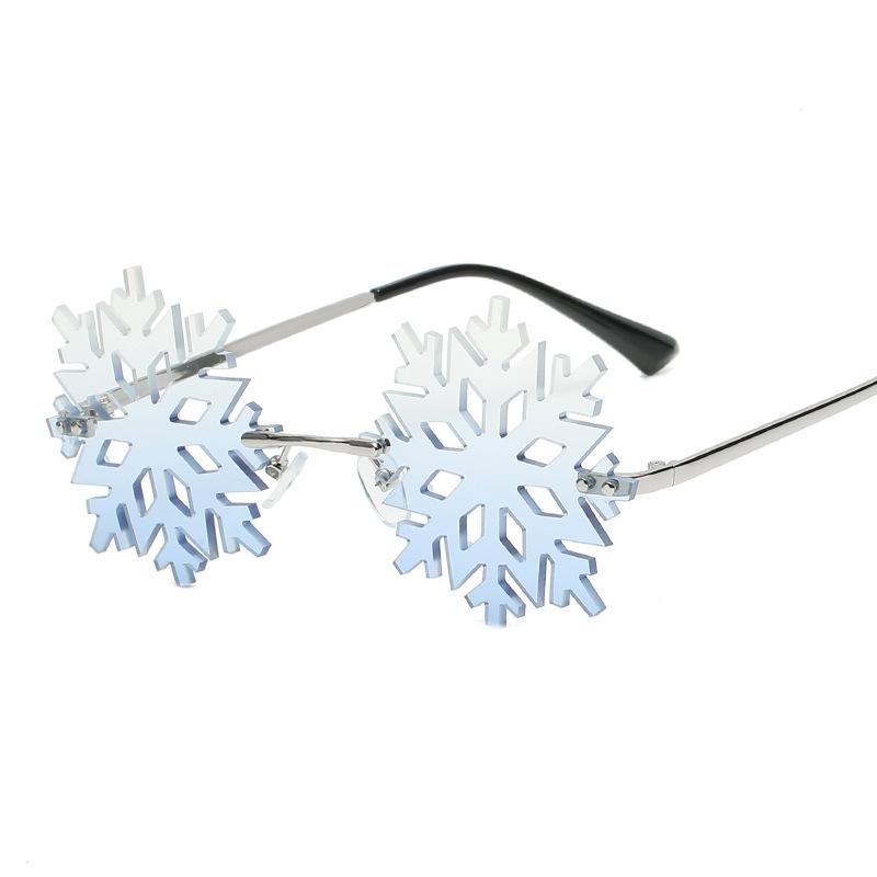 

2021 New Snowflake Shape Sunglasses Women Vintage Rimless Clear Eyewear Men Hollow Sun Glasses Shades UV400 Christmas Eyewear
