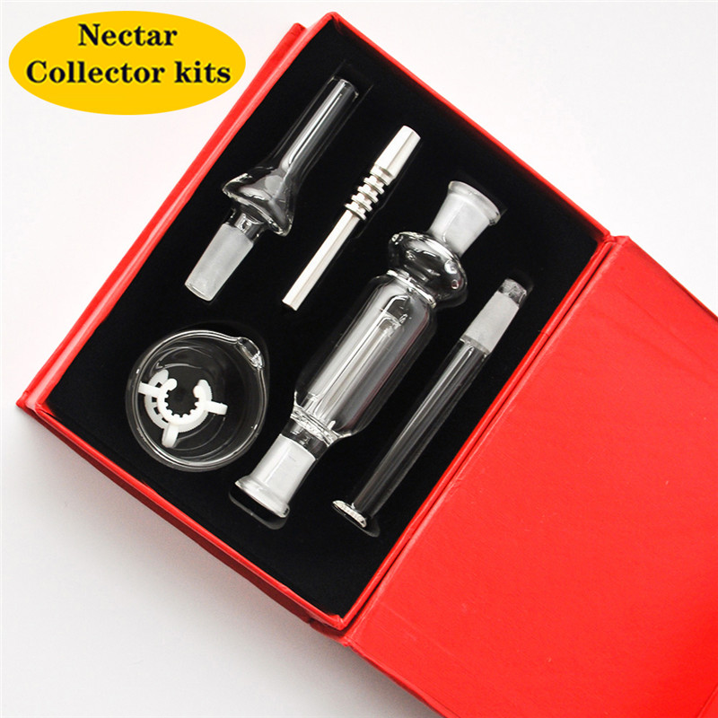 

Glass Collector kits with Stainless Steel Tip & Quartz Tip Dab Straw Oil Rigs Smoking Pipe glass pipe smoking accessories dab rig 10pcs
