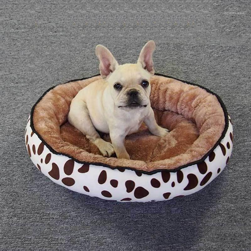 

1PC Dog Bed Washable Floppy Nonslip Bottom Extra Comfy Warming Dogs House Plush Pet Supplies Cushion Kennel1, Cow yellow