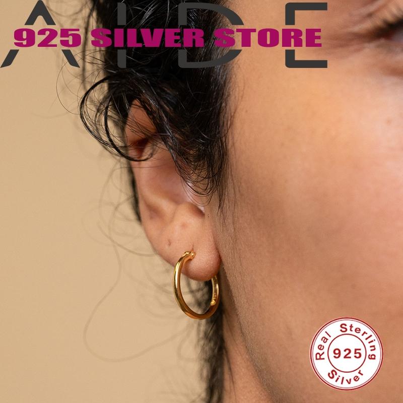 

Aide Women Hoop Earring 925 Sterling Silver Brincos Simple Versatile Round Circle Earrings Fine Jewelry Accessories For Party