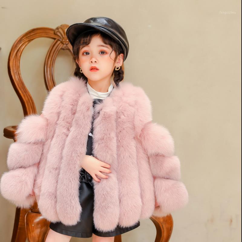 

Luxury Children Fur Jackets Winter Thicker Warm Real Natural Fur Jackets For Girls Kids PU Stitching Coat Y35681, Pink
