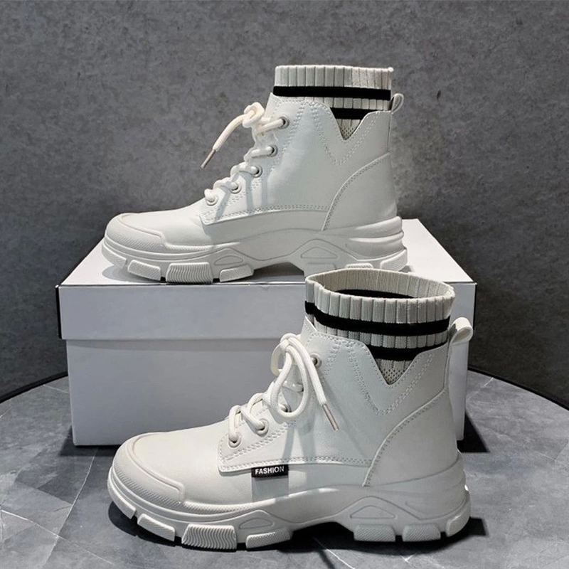 

Snow Boots Women Winter Knitting Warm Ladies Thick Bottom Platform Non Slip Waterproof Shoes Lace UP Cool Street Outdoor New #VP76, Beige