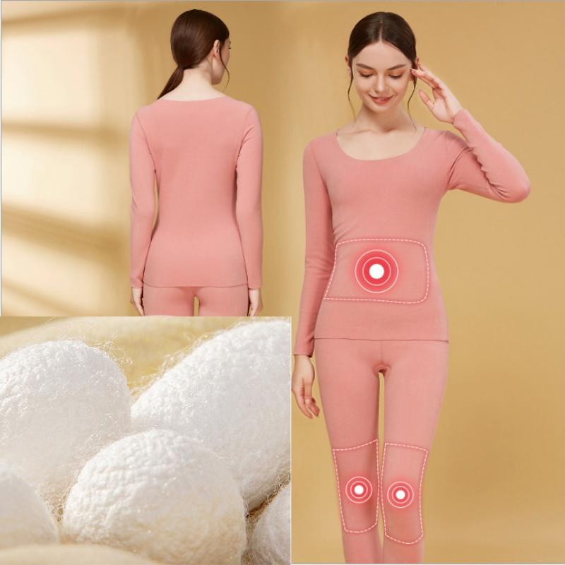 

Double-Layer Autumn And Winter Plus Velvet Underwear Ladies Heating Silk Patch Cationic Thermal Suit Leggings Top, Black