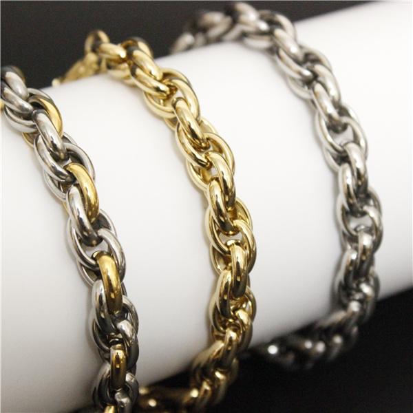

9mm 8.5inch Newest Design 3 colors Double Layer Biker Bracelet 316L Stainless Steel Fashion Jewelry Men Boy Bracelet