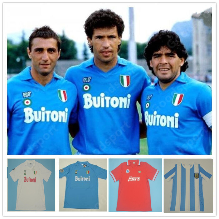 

Retro Napoli Jerseys 87 88 91 93 MARADONA Naples classic soccer jersey MERTENS ALEMAO CARECA MARADONA HAMSIK vintage football shirt calcio, 8889