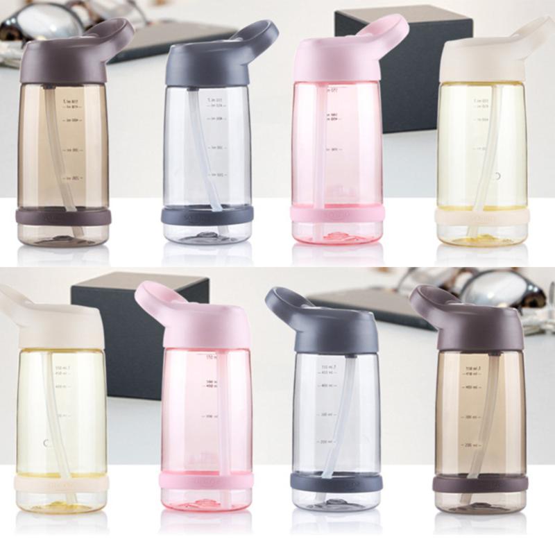 

550ml Portable Drinking Water Bottle High Capacity Space Cup Sports Gym Training Water Bottle with Straw and Handle (Yellow