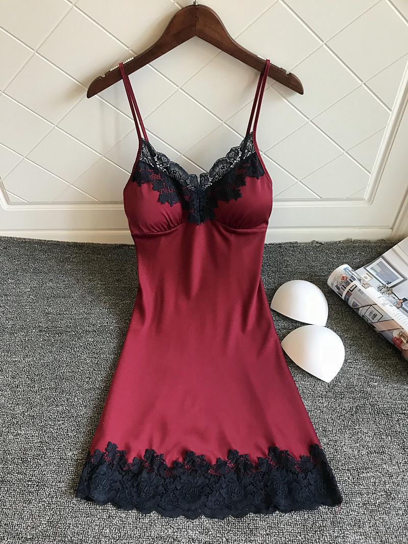 

Women' Sleepwear 2022 Lace Dress Women Lingerie Silk Robe Mini Nightgown Sexy Sleepdress Nightwear, C pink