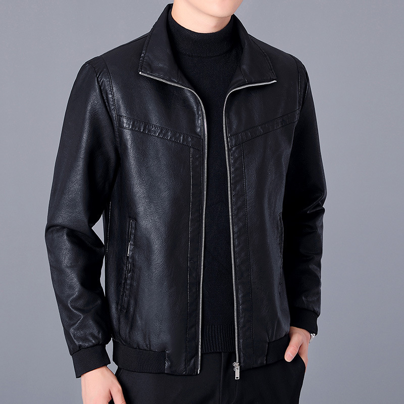 

Black autumn men's concise young bomber spring jackets zipper leather jacket for man more size M-5XL my266 T5HH, Burgundy