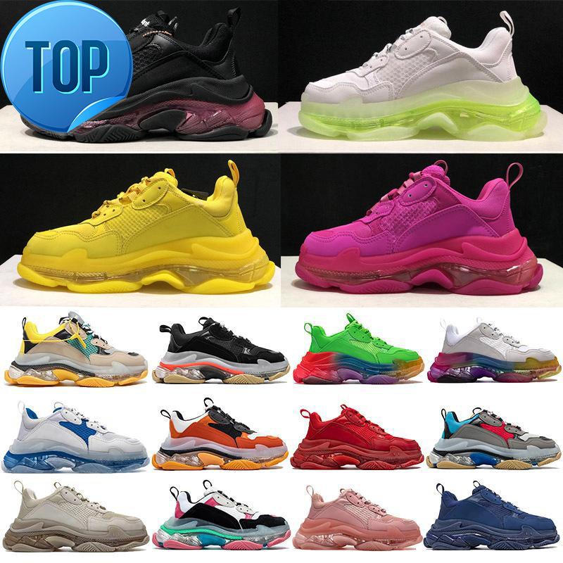 

New 2022 Fashion Men Women Casual Dad Shoes Triple S 17fw Sport Sneakers Tripler Black Pink Crystal Clear Sole Bottom Paris Platform Shoes, 22