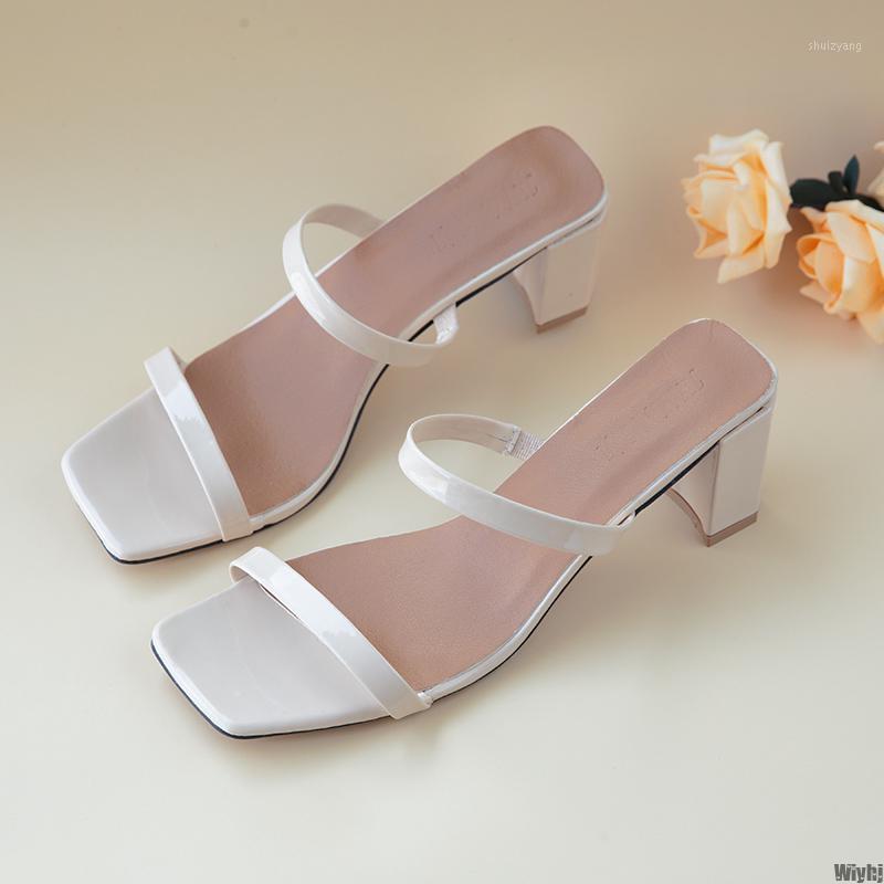 

New Ladies Sandals Ladies High Heel Sandals High Heels Slippers Square Toe Summer Shoes Fashion1, Silver
