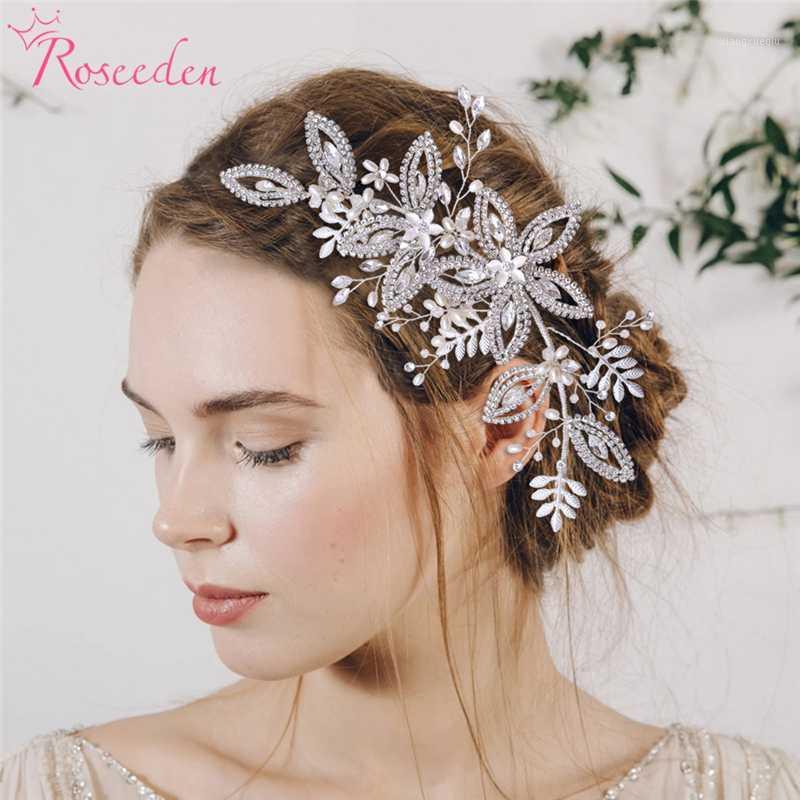

Luxury Handmade Crystal Wedding Headband Floral Bridal Headpieces Hair Jewelry Accessories RE3961 Clips & Barrettes, Golden;silver