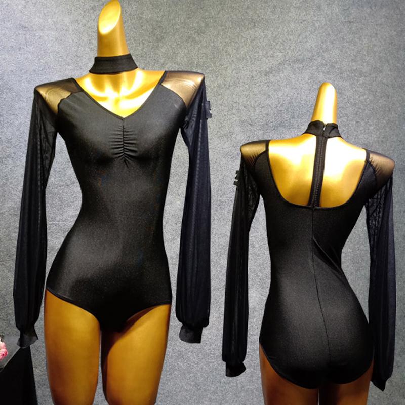 

New Latin Dance Tops Women Dancing Leotard Professional Dance Clothes Competition Standrad Long Sleeves Ballroom Tops VDB1083