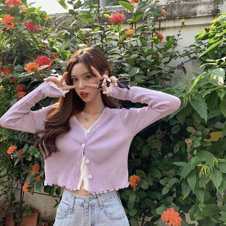 

woman sweaters cardigan ice silk knitted womens fall slim fit v-neck short top, White;black