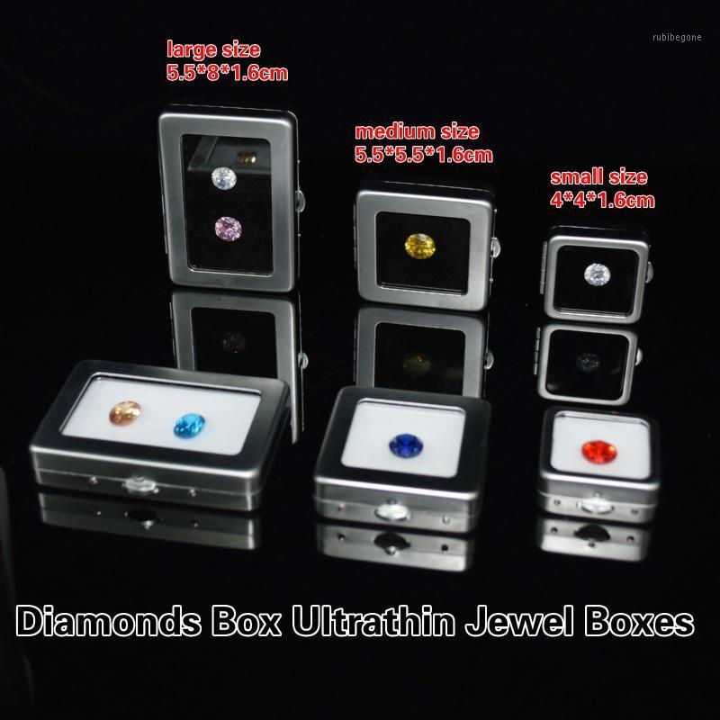 

Free Shipping Diamonds Box Ultrathin Jewel Boxes Matte Silver Metal Cassette Treasure Case Naked Stone Ring Noodles Cassette1