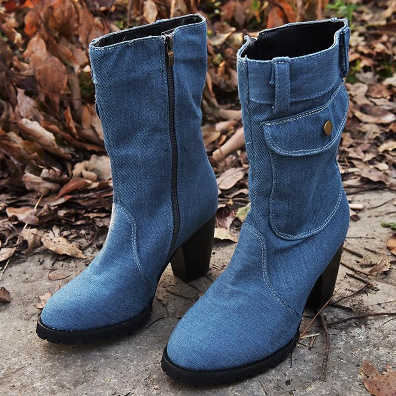 

2021 Sexy Knee High Women Boots Thin High Heel Round Toe Platform Fashion Ladies PU Leather Boots Size 37-43 Female Lady Shoes, Blue