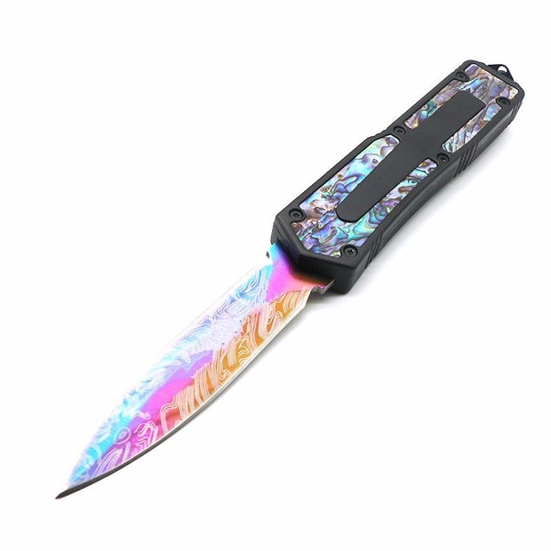

Mict scarab black Abalone pattern handle 9 models double action tactical knife pocket folding edc hunting automatic auto knives