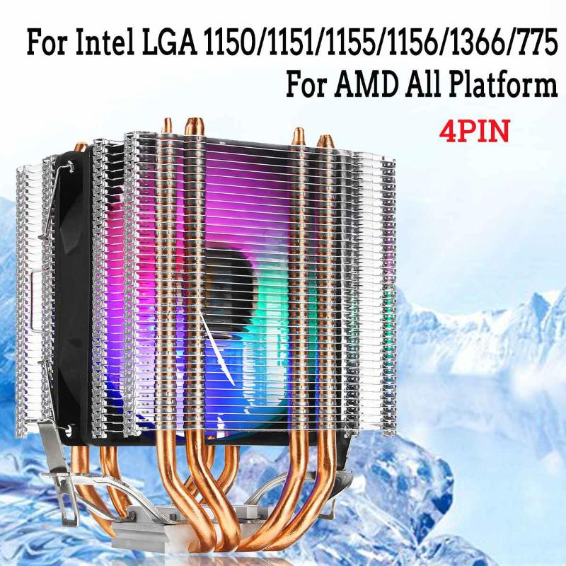 

4pin CPU Cooler 4 Copper Heatpipe Heat Sink Dual Tower Quiet Cooling Fan For Intel LAG 1155 1156 775 For AMD Socket AM3/AM2