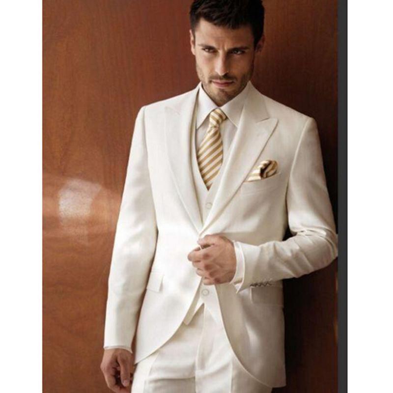 

Gentleman style custom ivory wedding new Lang groomsman suit 3 pieces Slim men's wedding suit formal business, Can choose colour