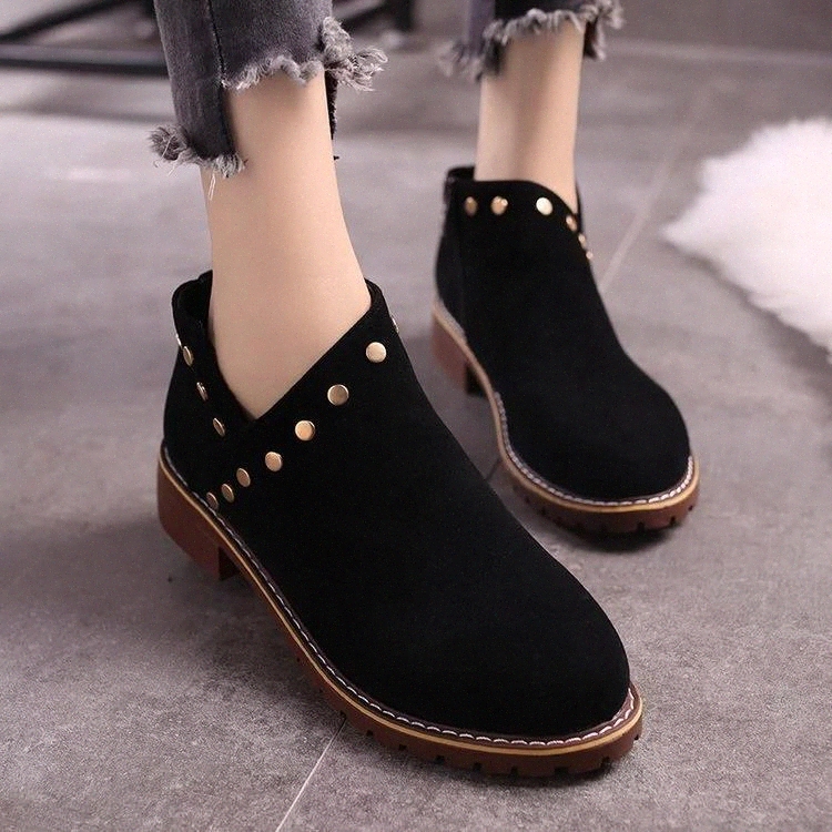 

MHYONS 2019 new autumn booties women's boots Korean fashion wild with heel rivet student and ankle boots women's shoes #Ug2d