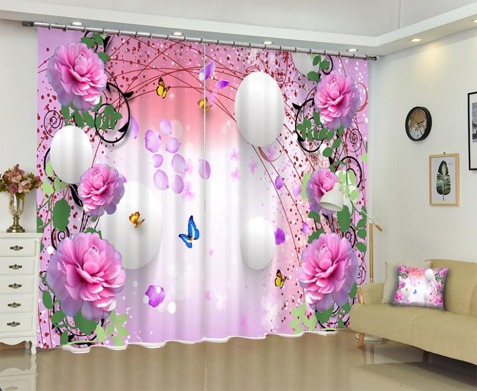 

Pink curtains Luxury Blackout 3D Window Curtains For Living Room Bedroom Customized size Drapes Cortinas Rideaux Cushion cover, 3d curtain