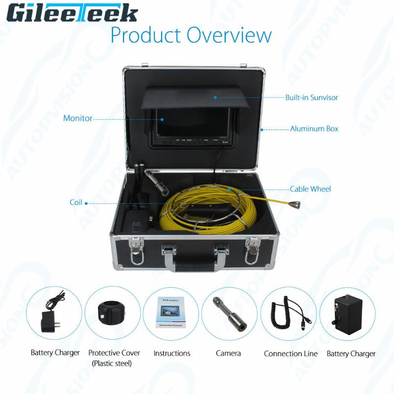 

Portable Carry Base IP68 Waterproof Snake Camera 20/30/50m Cable Pipe Inspection Industrial Endoscope with 7inch Monitor WP70