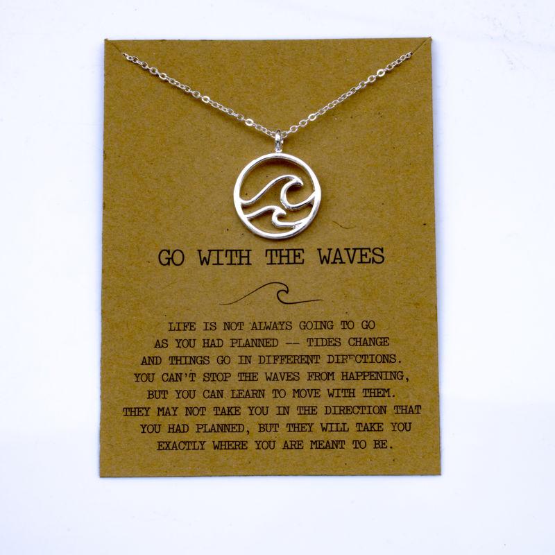 

SanLan double wave necklace ocean jewelry go with the wave with card