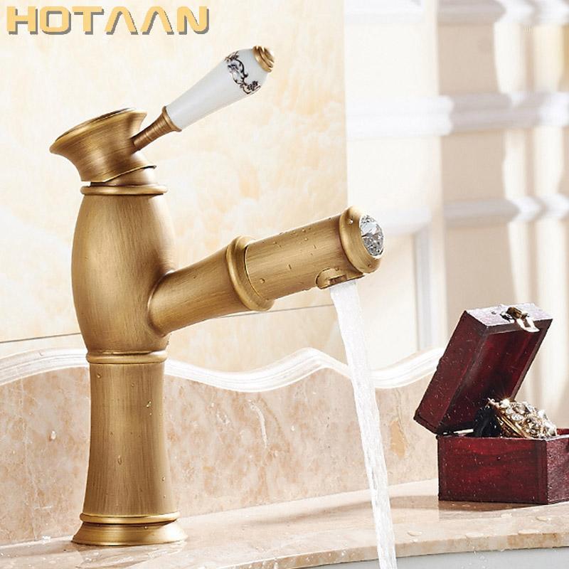 

Hot selling,Free shippingPull Out Basin Faucet Antique Brass Copper Basin Mixer Tap Kitchen Faucet Deck Mounted YT-50021