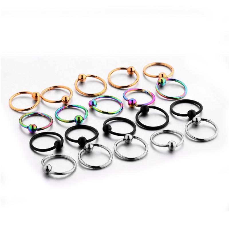 

YongChang 20pcs/Pack Captive Bead Ring with Ball Round Rings CBR Captive Hoop Hseptum Nose Lip Piercing Ring Man Woman Jewelry