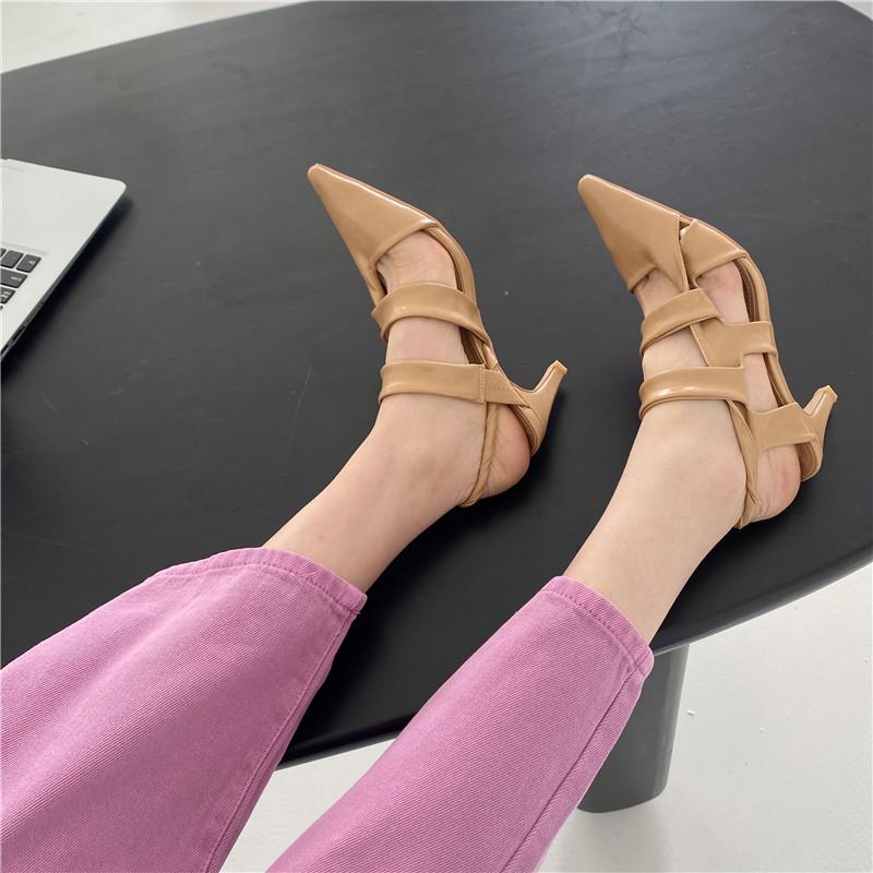 

2021 Spring New Brand Red Thin High Heel Elegant Pumps Shoes Slip On Pointed Toe Female Sandal Dress Shoes Zapatillas Muje, Beige
