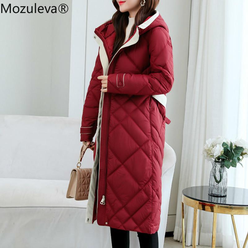 

Mozuleva 2020 Autumn Winter Long Diamond Cotton Quilted Jacket Coat Women Coats and Jackets Winter Jacket Women 2020, Black