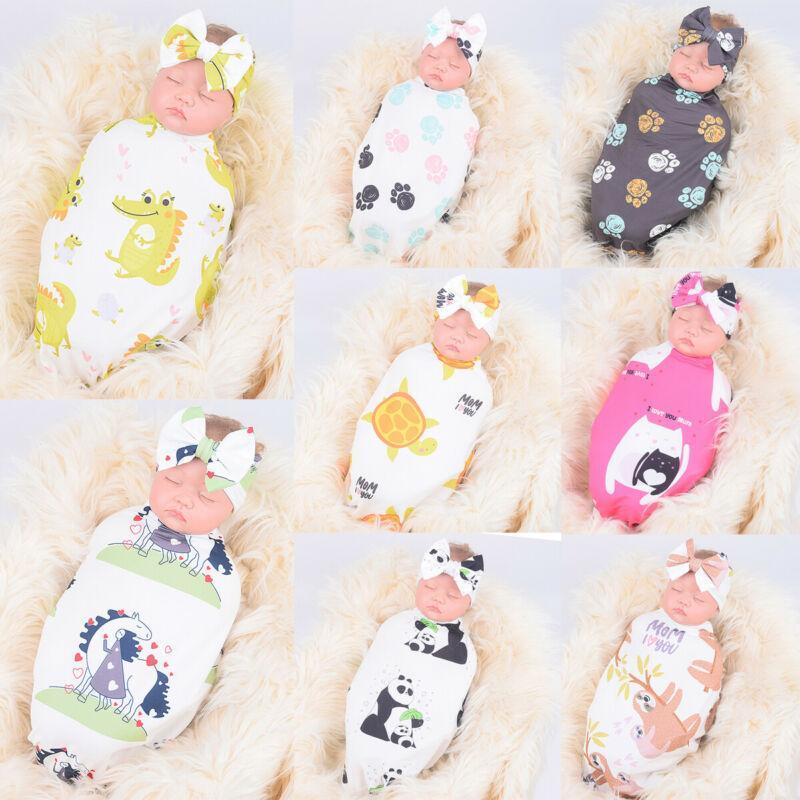 

Baby animal hug blanket hair band set Infant Blanket Swaddle Newborn Muslin Wrap Swaddling Sleeping Bag + Headband1