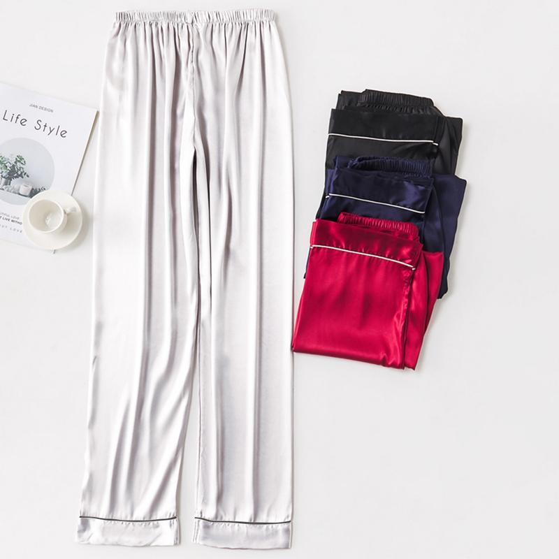 

New Solid Color Silk Men's Casual Pajamas Loose Home Wear 2021