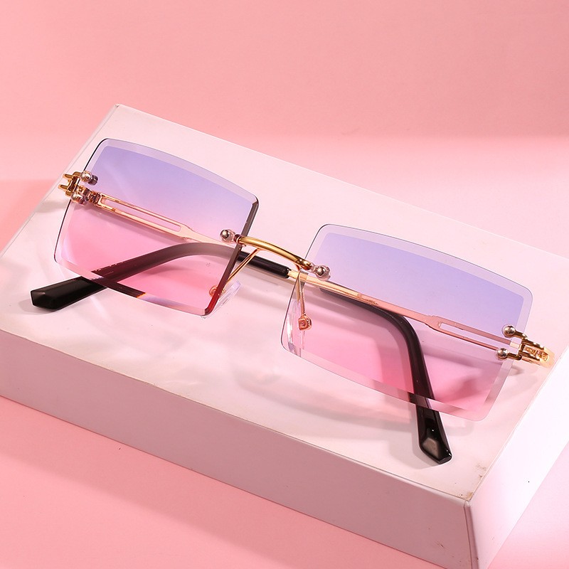 

2021 New Trendy Sunglasses Men Women Rimless Glasses Fashion Metal Designer Wholesale Pc Sun Shades Party Eyewear S6n4
