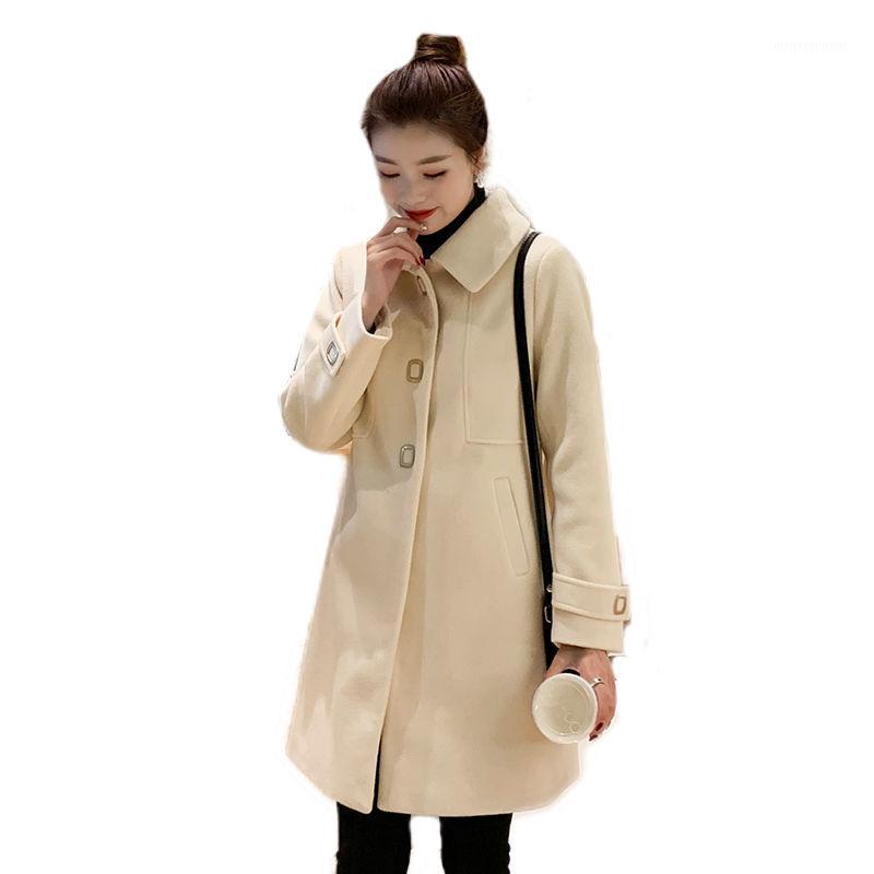 

Autumn Winter Women Woolen Coat 2020 New Black Coat Jacket Ladies Elegant Wool Blends Outerwear1