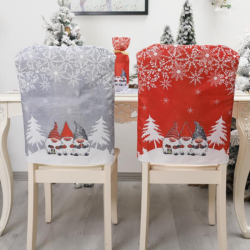 

Santa Hat Chair Covers Christmas Decoration for Home Xmas Restaurant Ornament Elk Snowflake Dinner Table Decor New Year