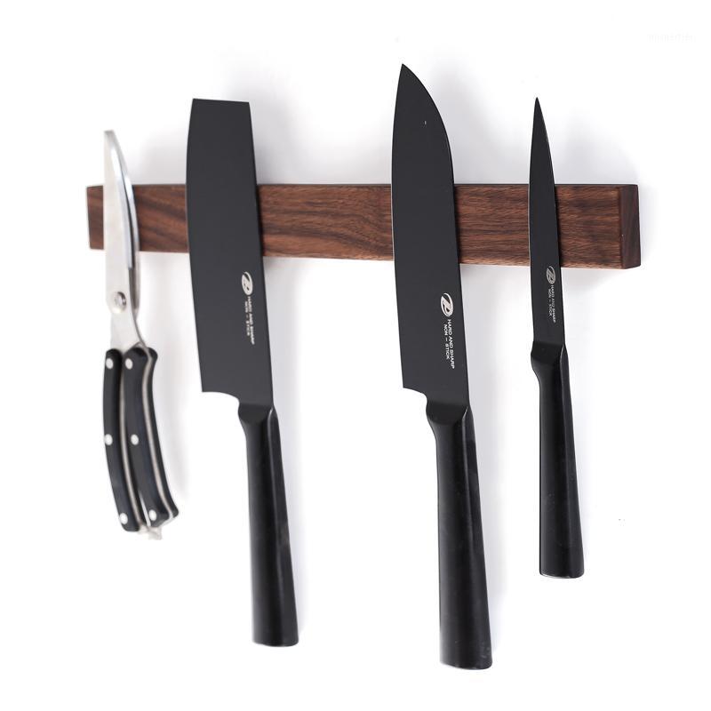 

Solid wood magnet hook tool holder wooden knife holder hanging tool magnetic wall shelf knife hole-free rack1