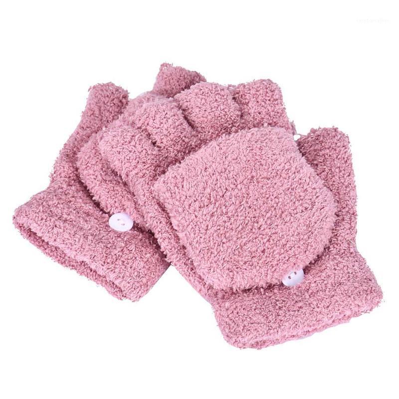 

Five Fingers Gloves Girls Women Winter Warm Fur Knit Flip Fingerless Mittens For Gifts Hand Wrist Warmer A301