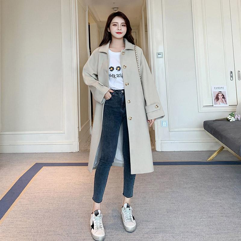 

Winter Wool Black Coat Women Warm Outerwear Ladies Thicken Trench Coats Elegant Female Office Wear Korean Fashion Clothing