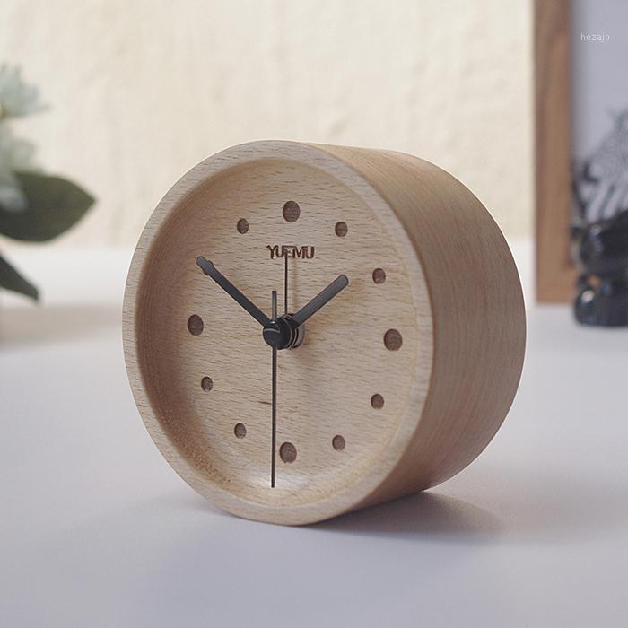 

Beech wood alarm clock mute creative bedside student Nordic minimalist mini personality bedroom Japanese style wooden desk table1