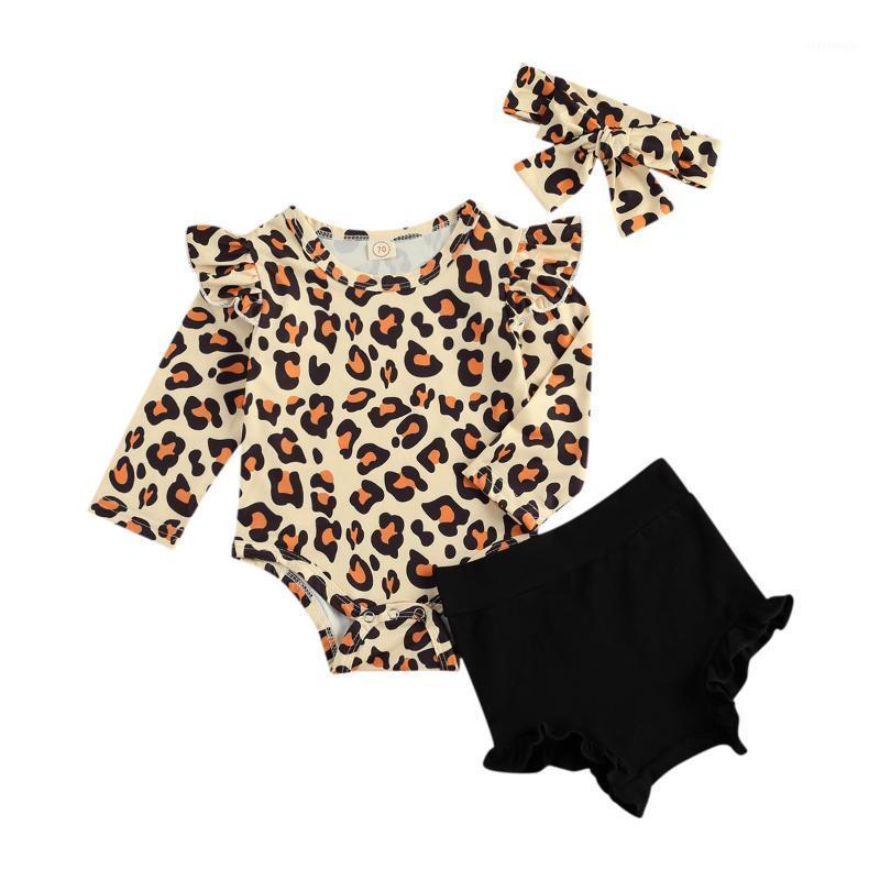 

Infant Baby Girls Leopard Romper Suit, Long Sleeve Round Neck Romper Elastic Head High Waist Shorts Bowknot Hairband 3Pcs Outfit1, As pic