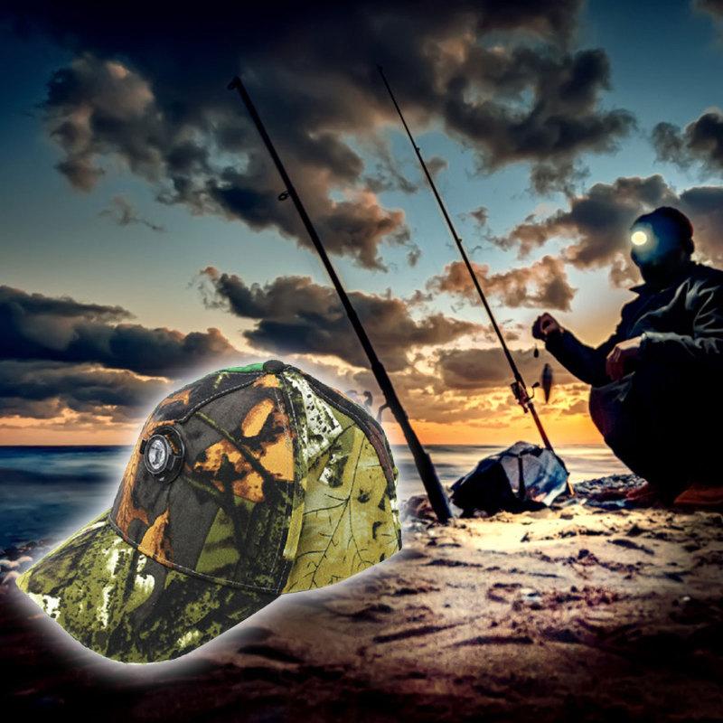 

TTLIFE New Camouflage LED Fishing Hat With Light Night Fishing Hat Outdoor Sun Luminous Sun Tactical Fish, Green