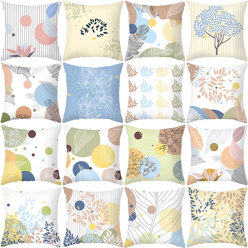 

Peach skin pillowcase custom Nordic style small fresh leaves series office cushion pillowcase Case Seat Car Home Decor Throw