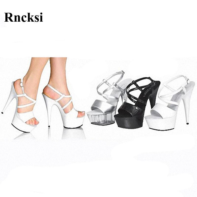 

Rncksi New Sexy Straps Women Spring Fashion Shoes High-heeled Sandals 15 cm High Heels Wedding With Platform Pole Dance Sandals, Black