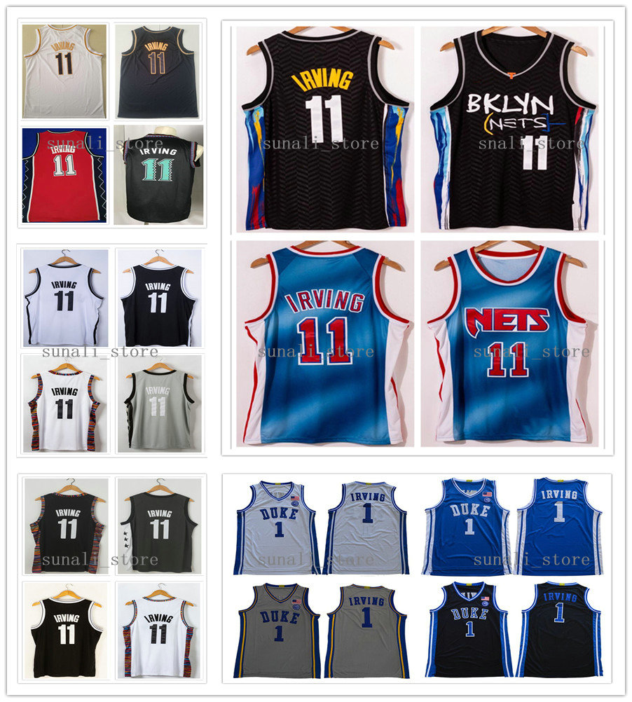 

Stitched Men 2021 City Black Blue Irving 11 Kyrie Jerseys Basketball 1 College NCAA Shirts White Grey Color Kids Youth Fast Shipping, Men grey