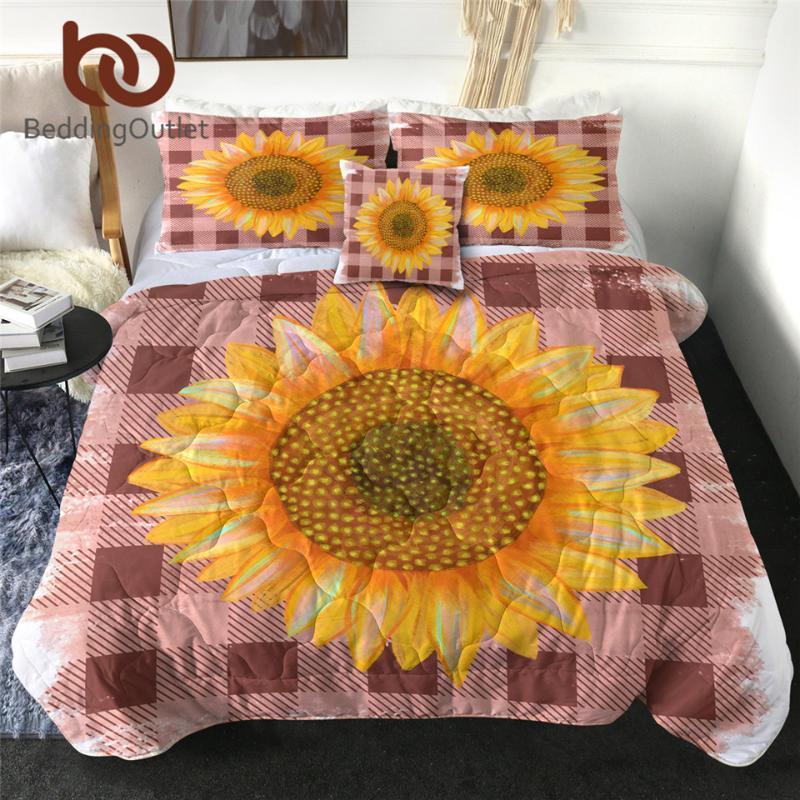 

BeddingOutlet Quilt Blanket Checkered Thin Watercolor Floral Summer Set 4-Piece Flower Bed Cover Edredom1 Comforters & Sets