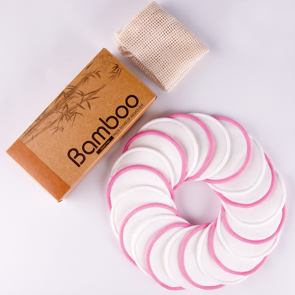 

DHL 20 Pcs Reusable Makeup Remover Pads pink white Facial Cleansing bamboo With Laundry Bag Makeup Remover cotton Rounds